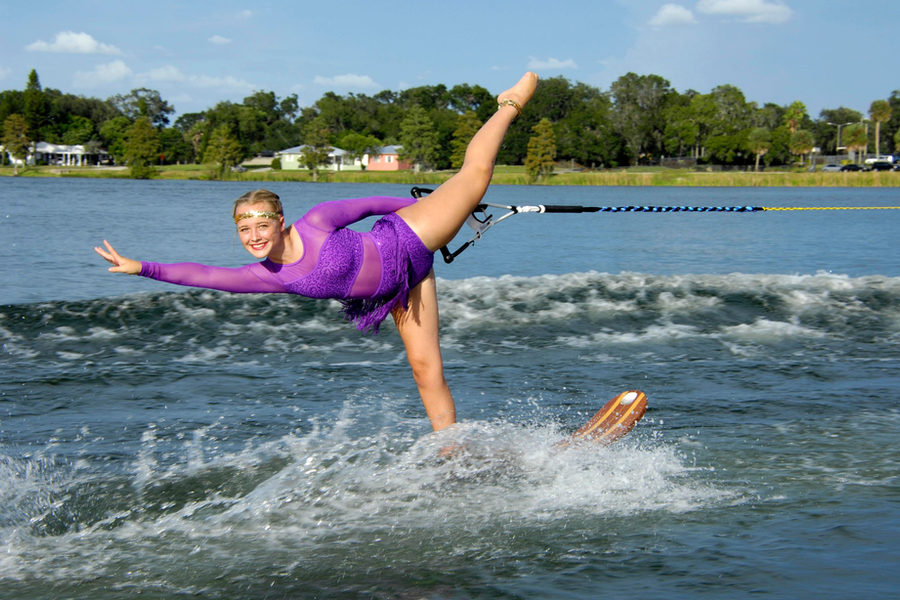 Adaptive skier enjoying a clinic on Lake Silver